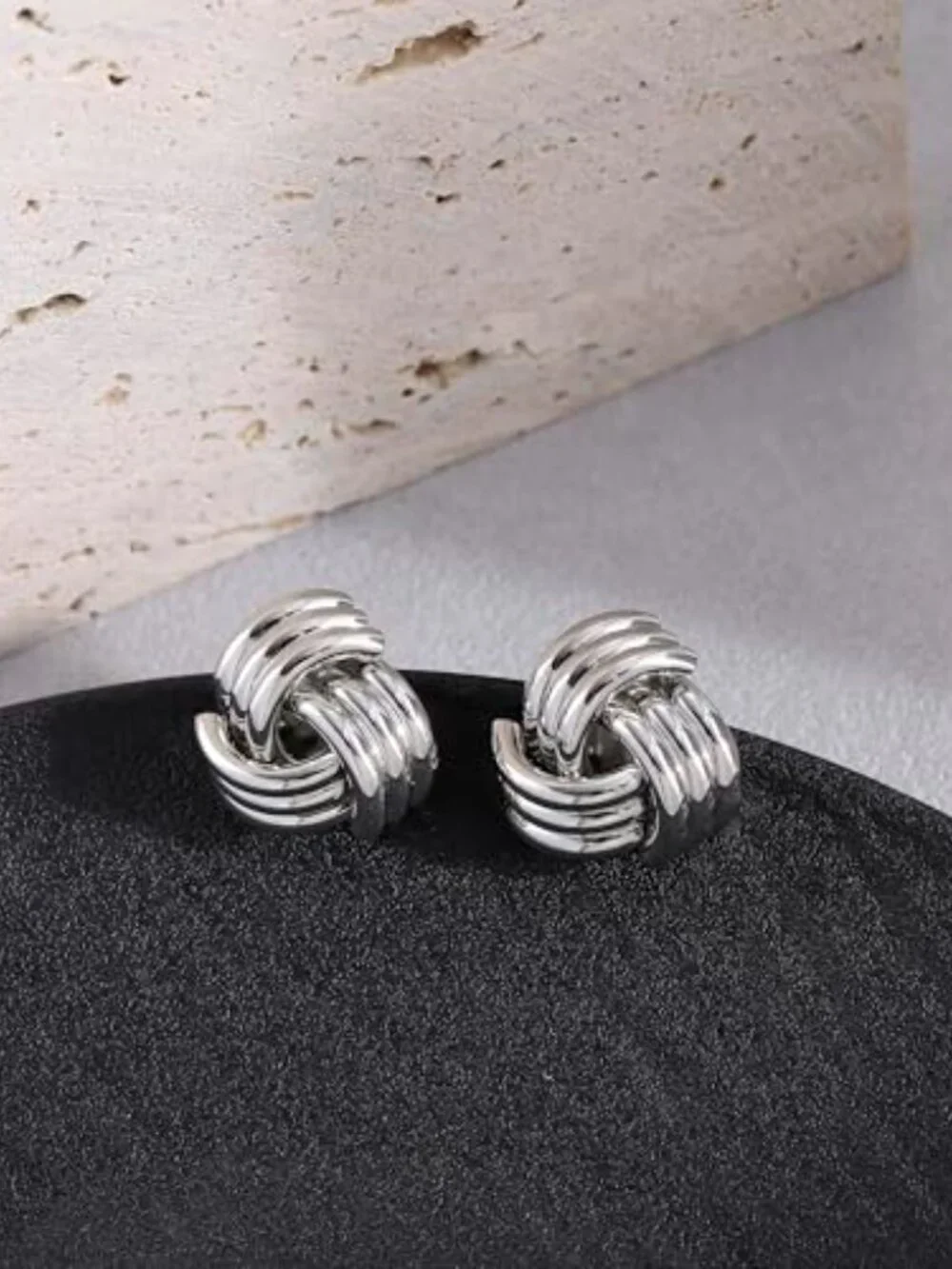 Gold Earrings for Women, 14K Gold Plated Hypoallergenic Statement Knot Chunky